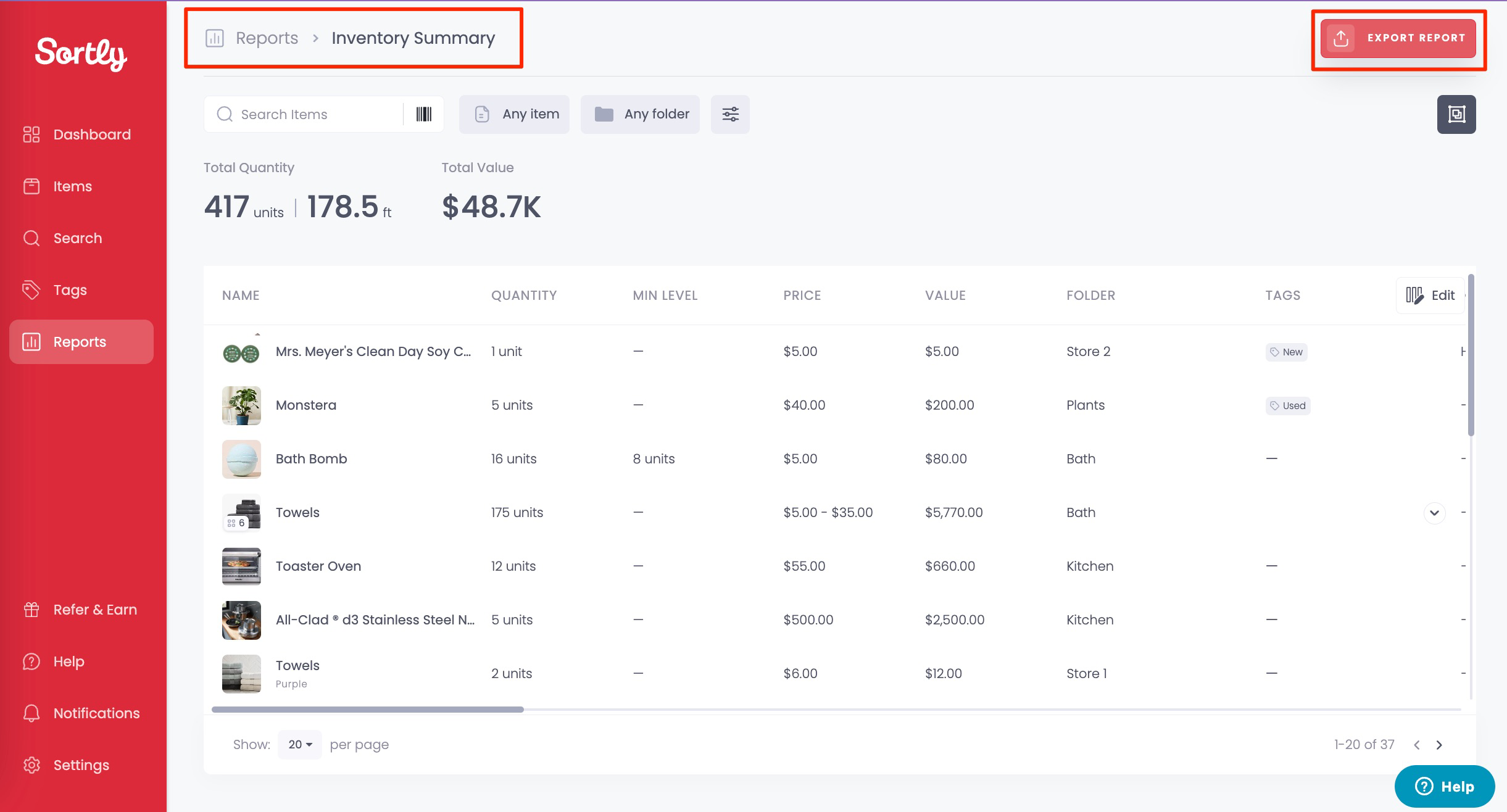 Exporting Your Inventory in Sortly – Sortly Help Center