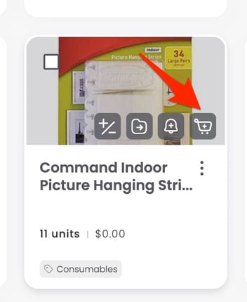 Restock icon revealed on hover