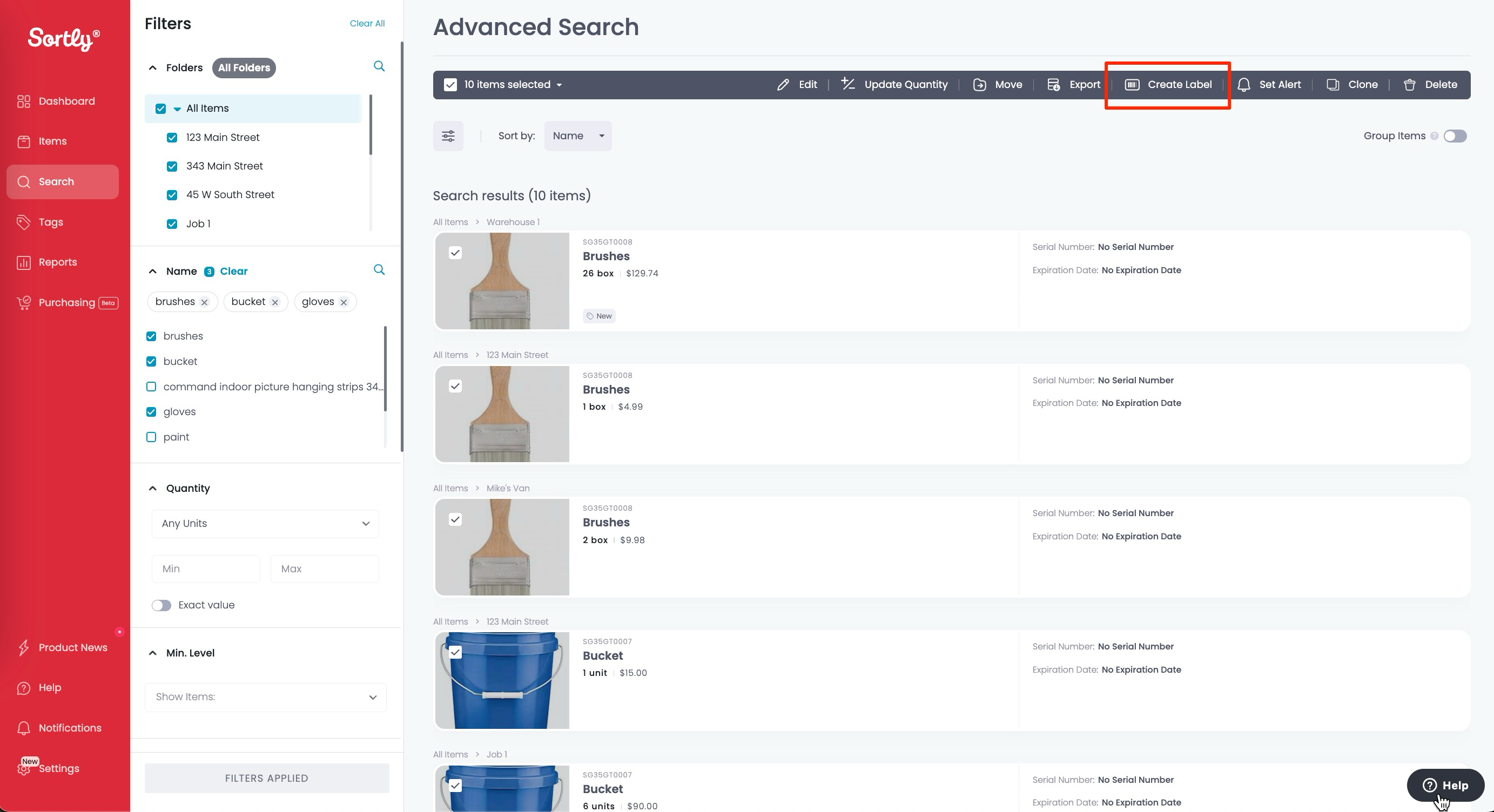 Create Label option in the Bulk Edit Bar three-dot menu