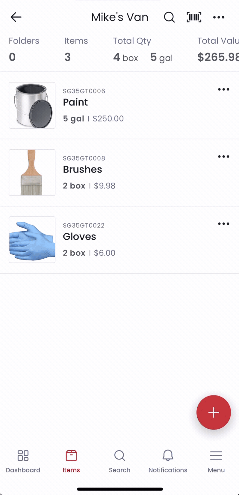 Long pressing items in a folder on mobile