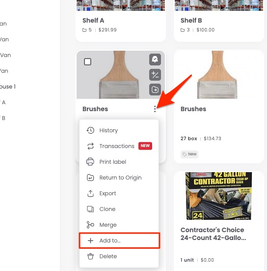 Adding an item to a PO from its item card