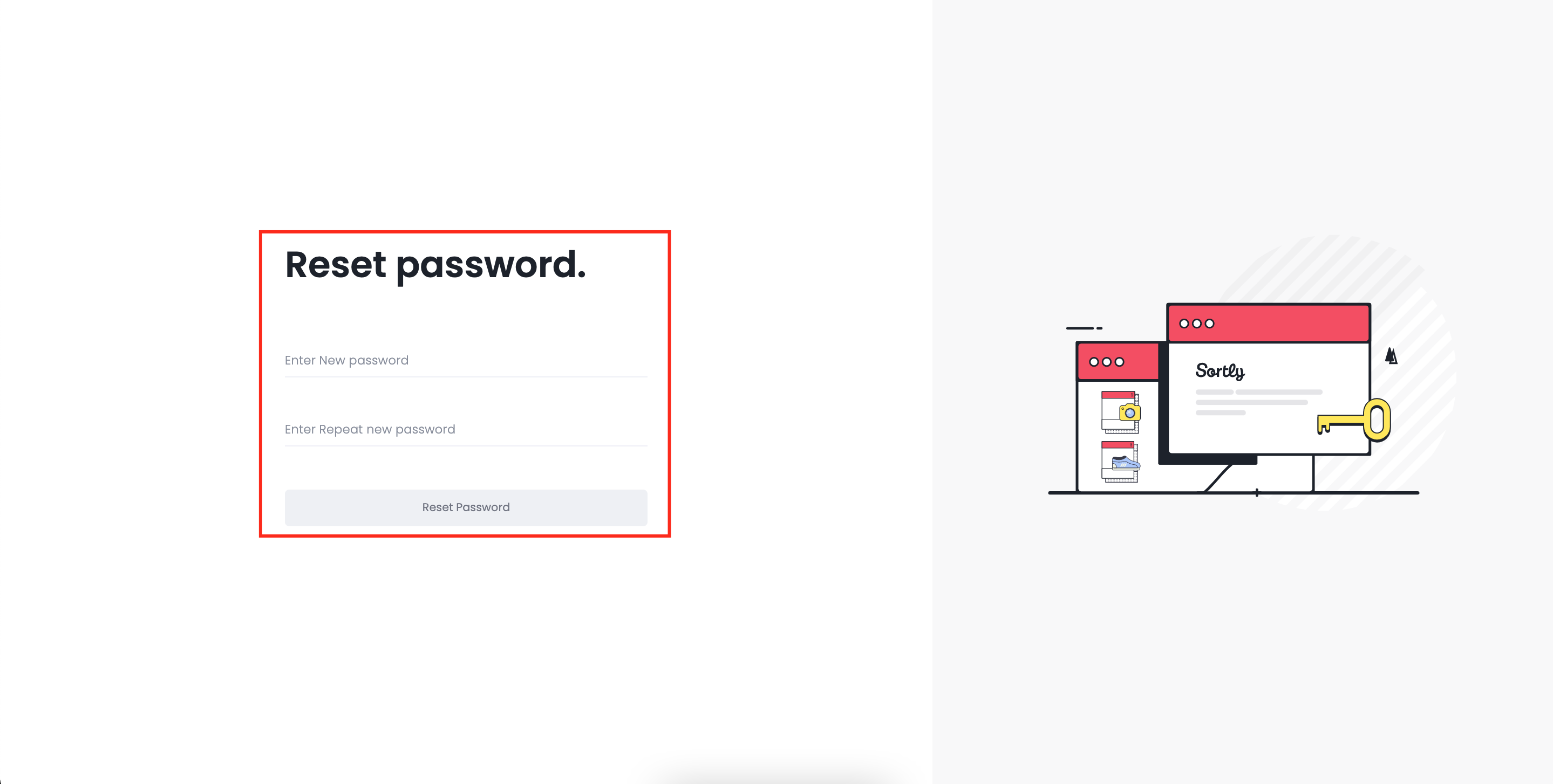 Password reset screen