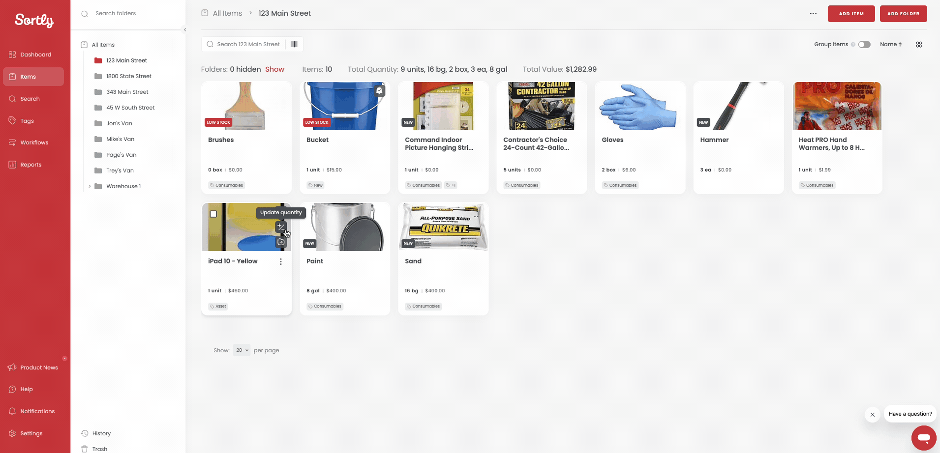 Undoing an item quantity change