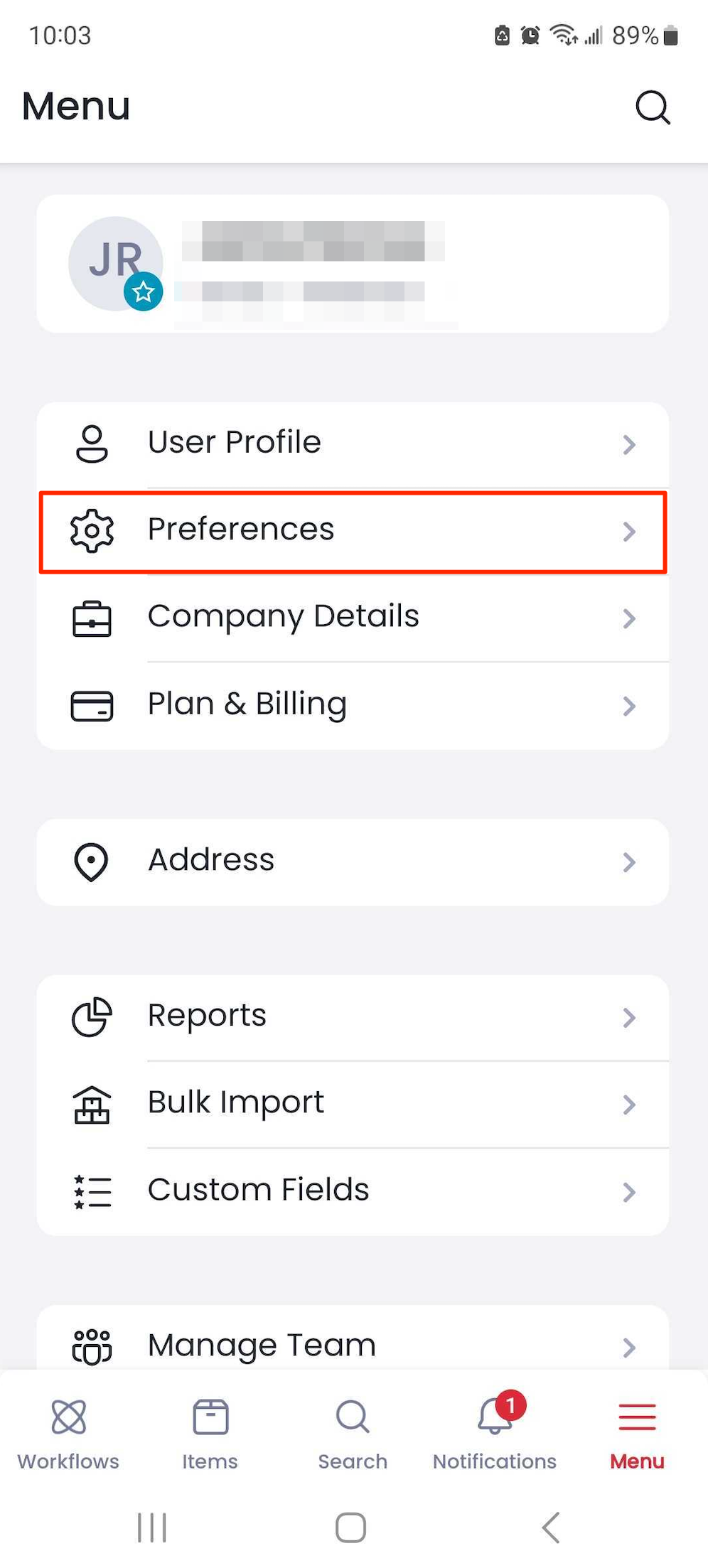 Dark mode setting, screen 1