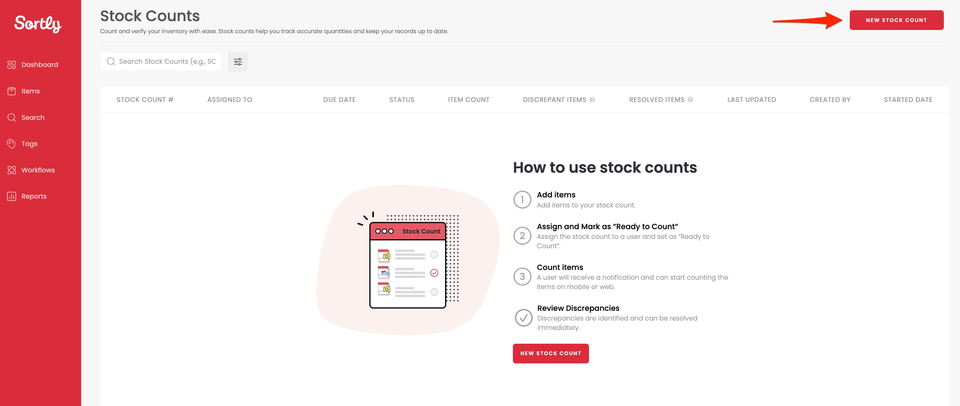 Creating a New Stock Count
