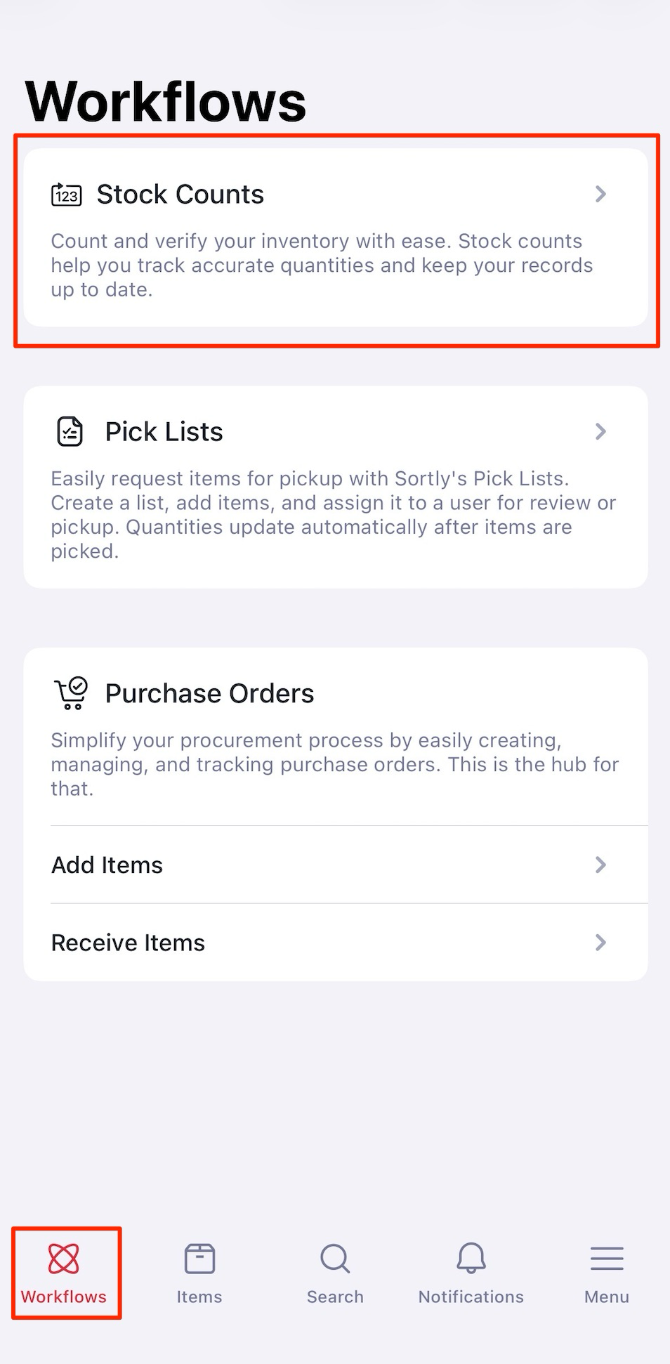 Opening Stock Counts on mobile