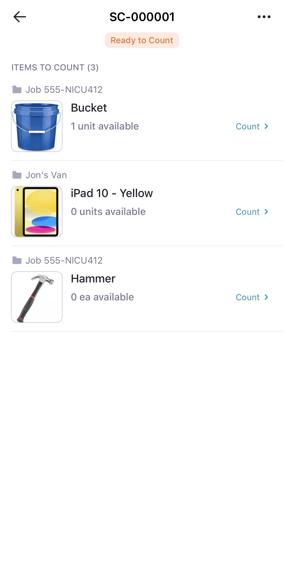 Ready to Count screen on mobile
