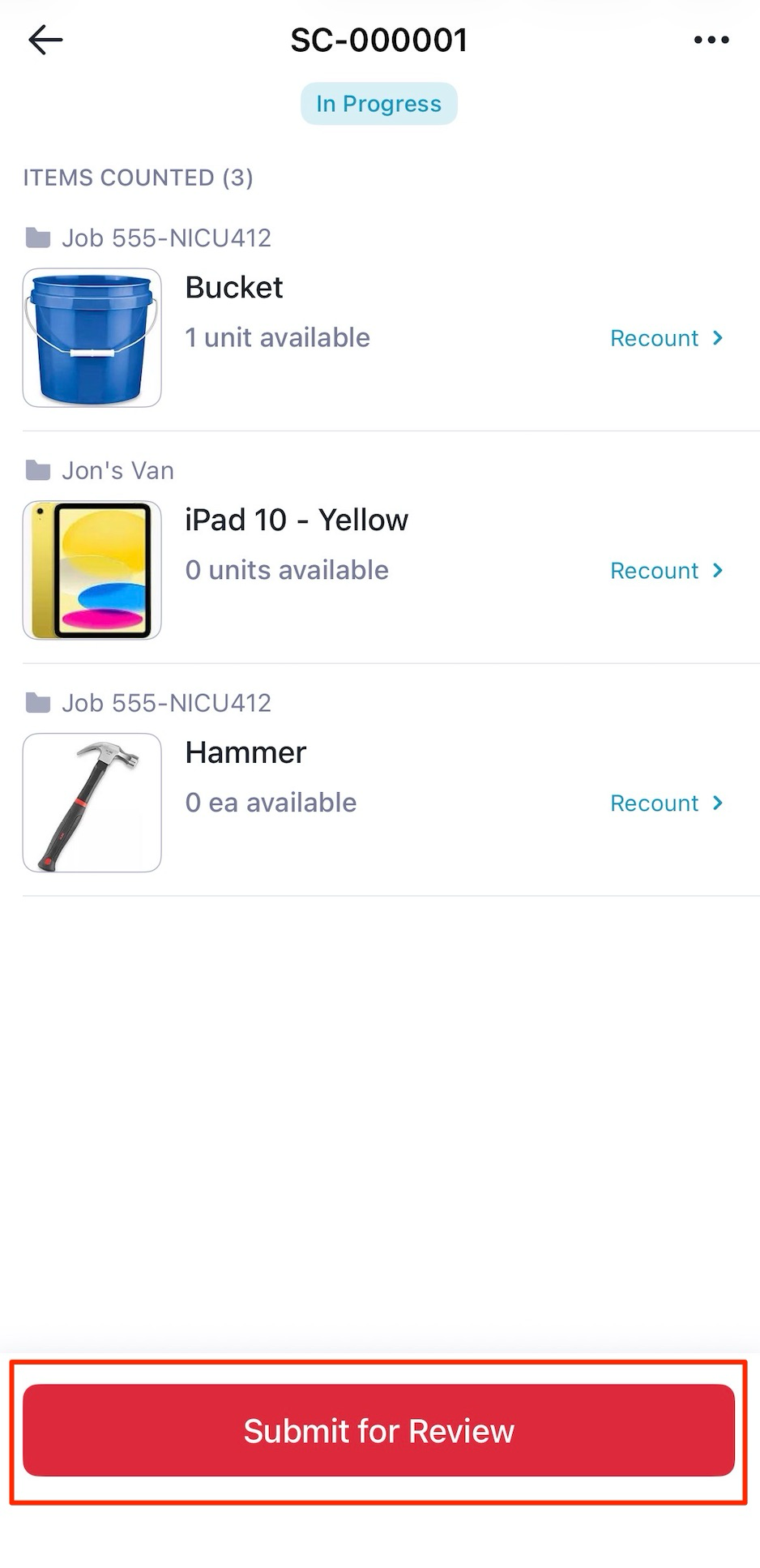 Submit for Review on mobile