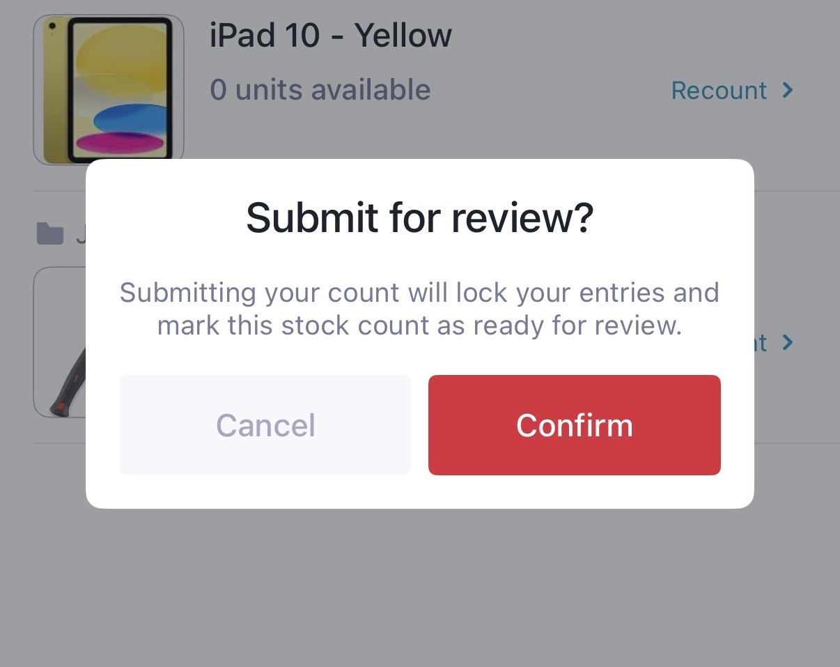 Stock Count entries locked after review
