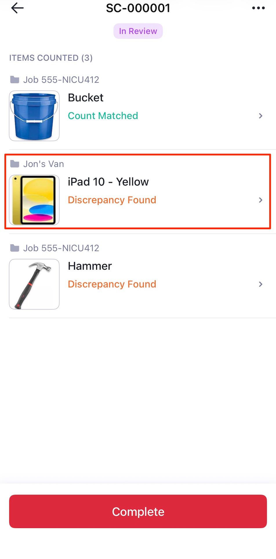 Recount or Update Quantity on mobile