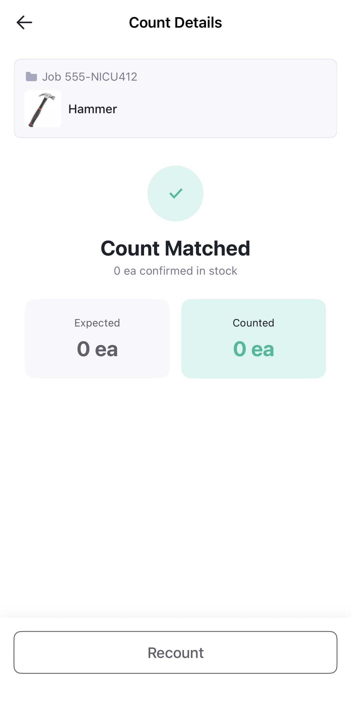 Count Matched status, view 2
