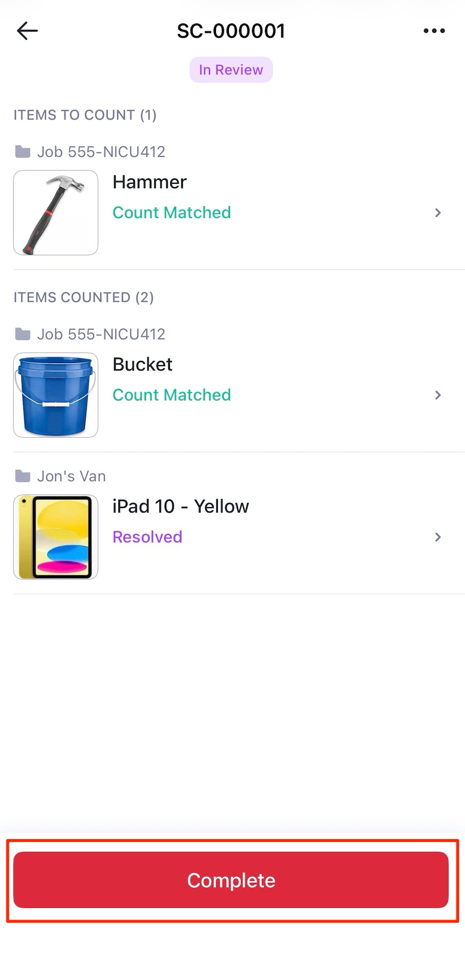 Completing a Stock Count on mobile