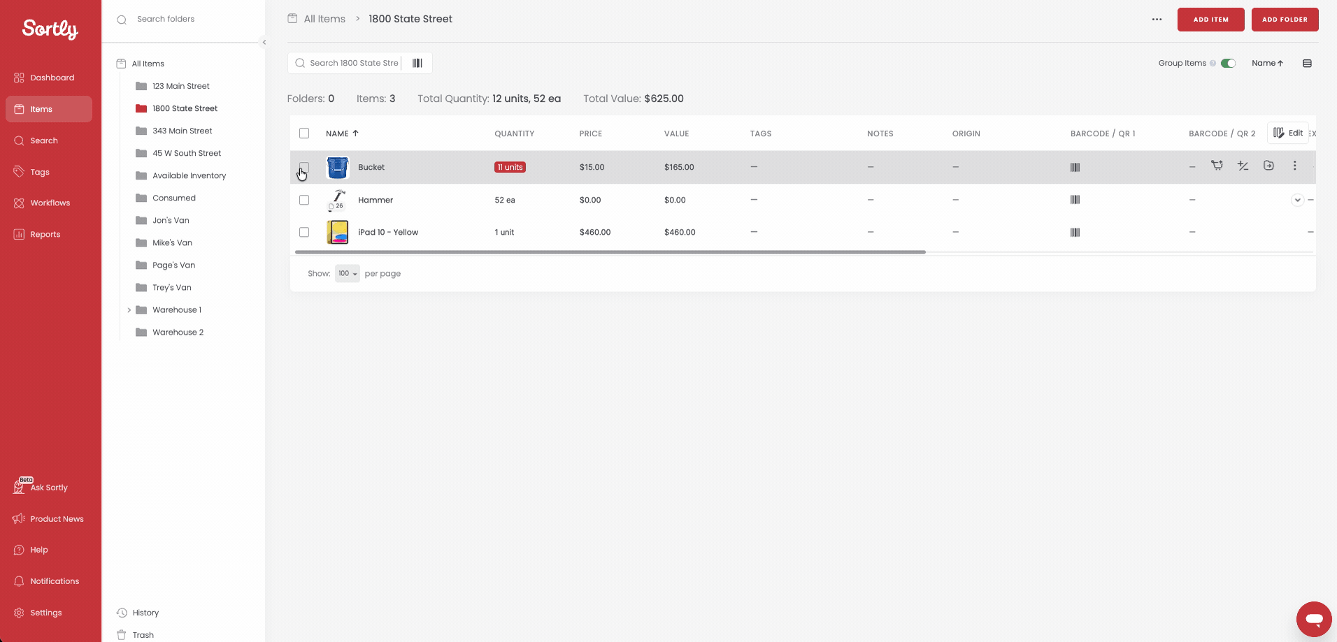 Adding items to a PO from a folder