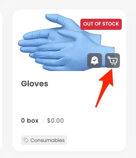 Shopping cart restock icon on a low stock item