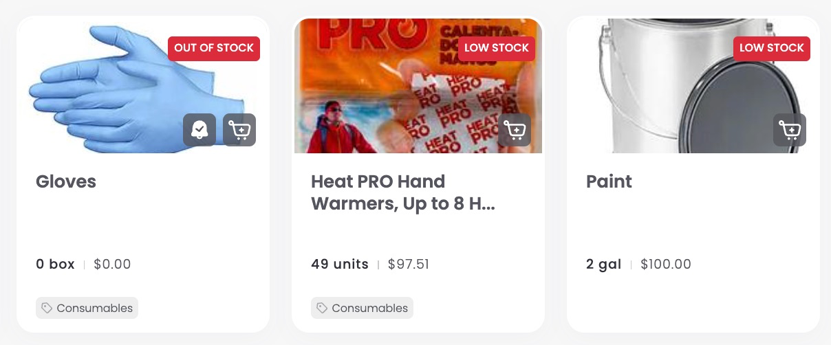 Low Stock and Out of Stock labels