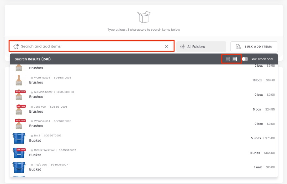 Adding items to a Purchase Order
