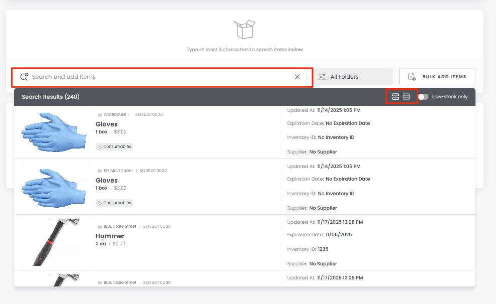 Adding items to a Stock Count