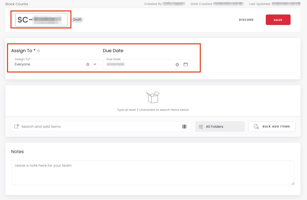 Naming and assigning a Stock Count