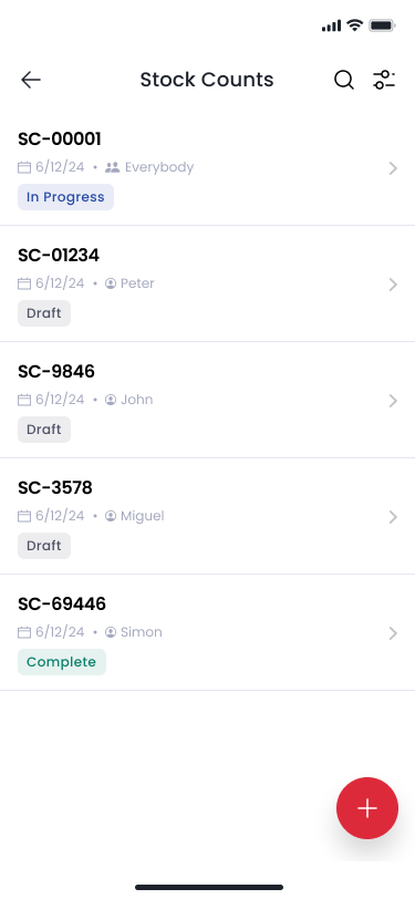Selecting a Stock Count to count