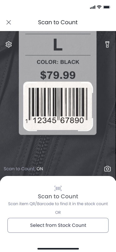 Scanned item appears for counting