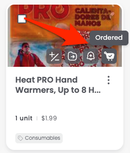 The Ordered icon shown on an item