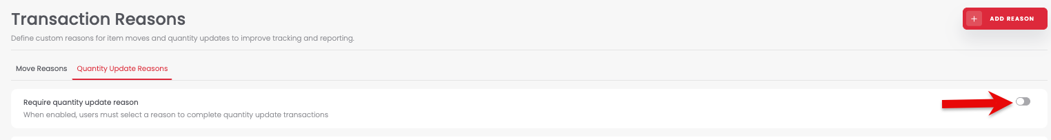 Turning on required reasons