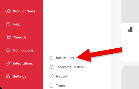 Opening Bulk Import from the left navigation