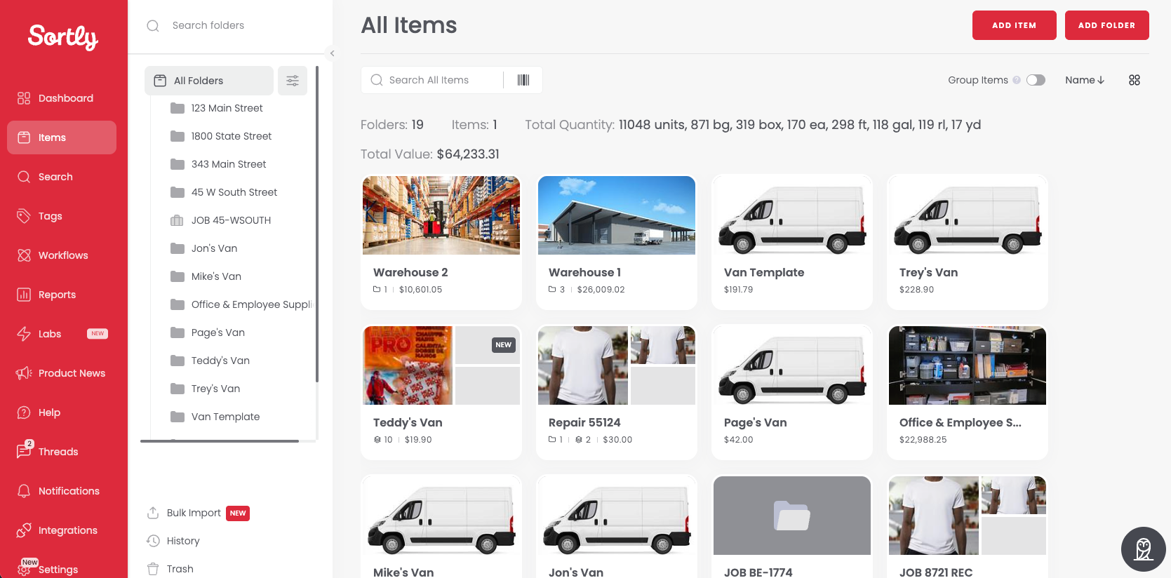 Items and Folders view