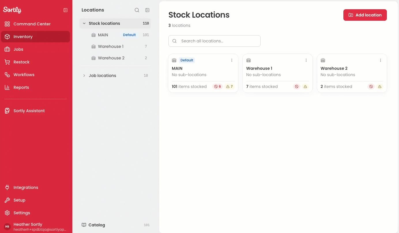 Adding a location in Sortly