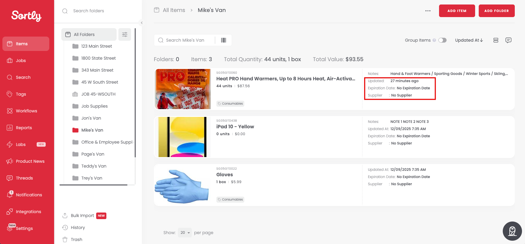 Custom fields shown in the List View