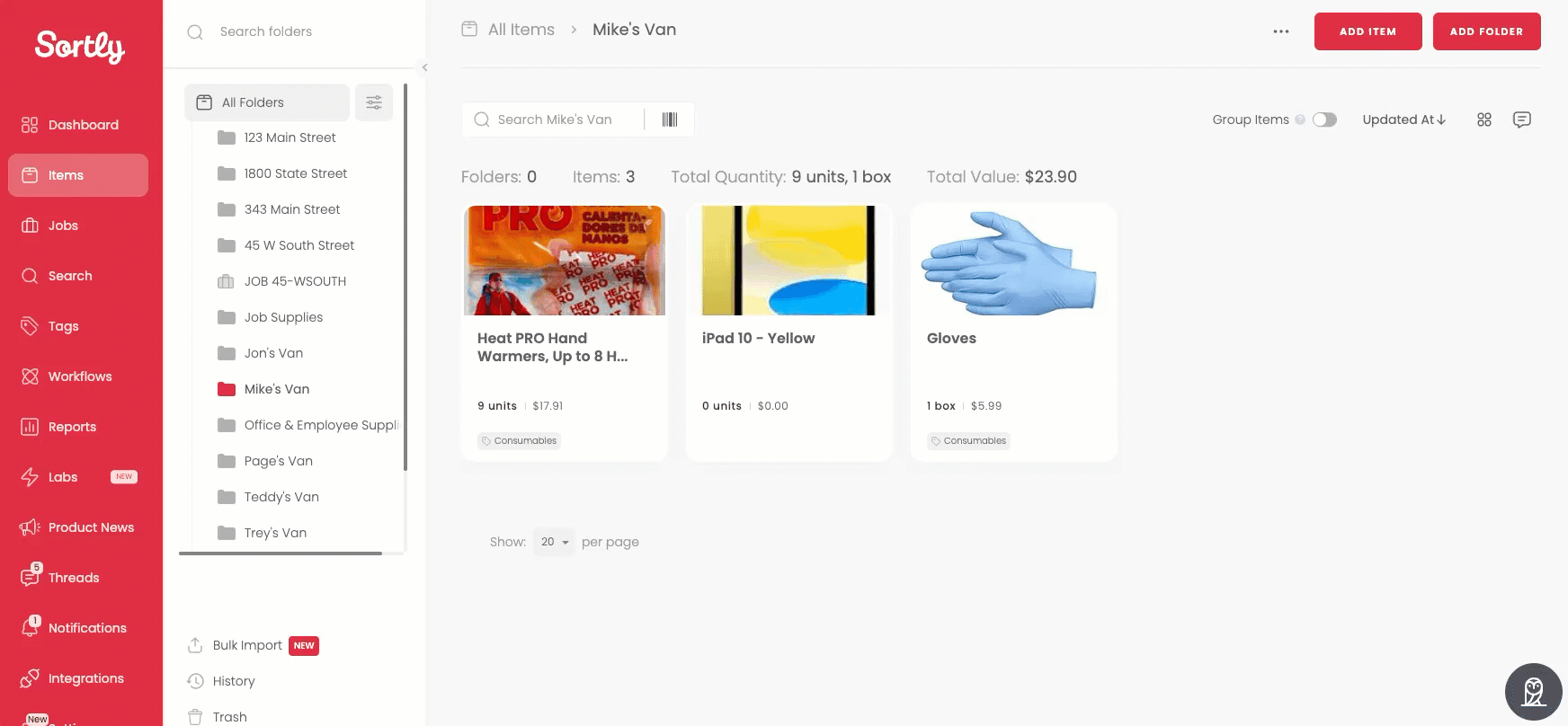 Updating quantity from the item card