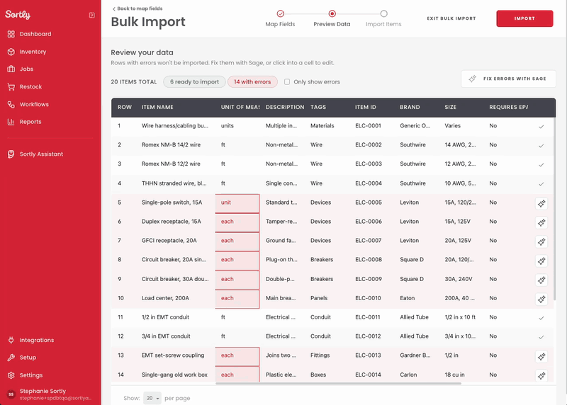 Reviewing suggested fixes in the Review and Apply Fixes panel and applying them