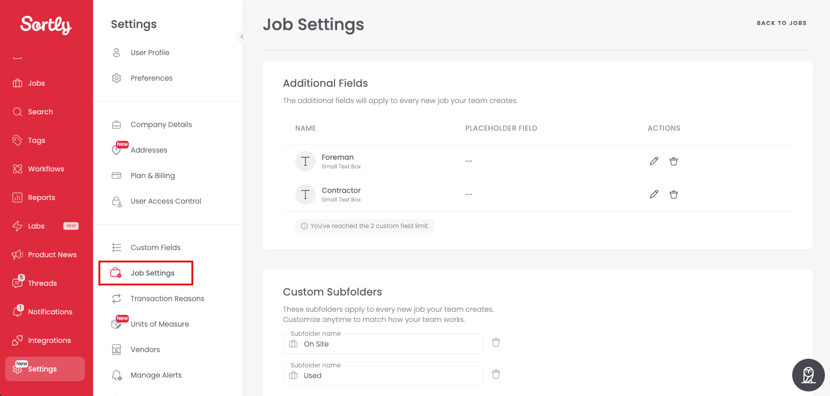 Custom Subfolders in Job Settings