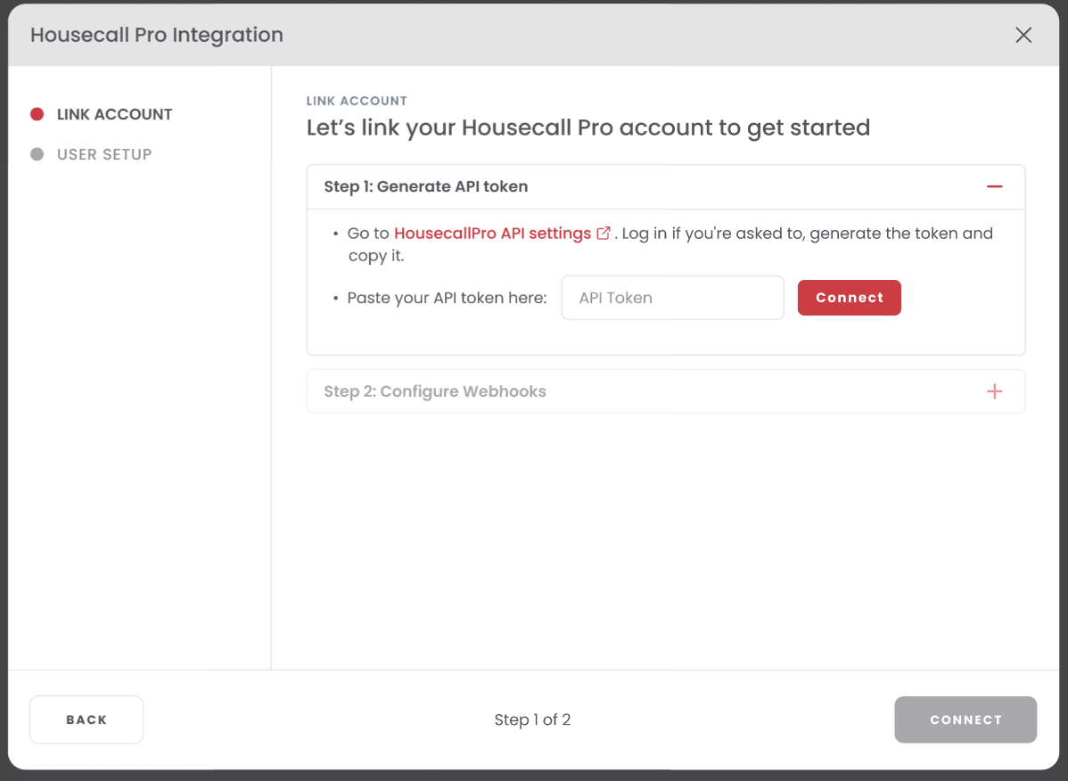 API token entry field in Sortly setup flow