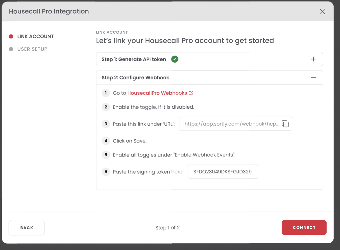 Webhook configuration step